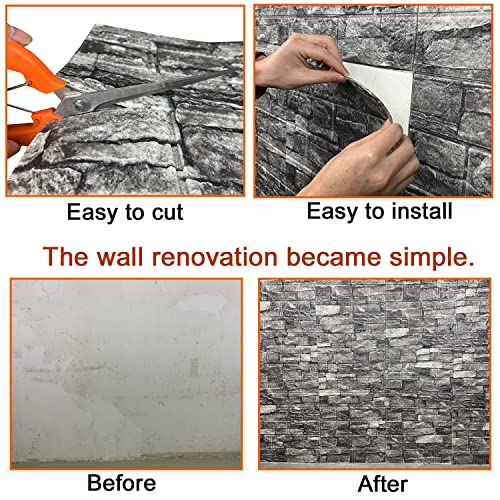 20PCS 3D Wall Panels Peel and Stick 3D Brick Wallpaper Peel and Stick Faux Stone Wall Panel Foam Brick Self-Adhesive Wallpaper (Red,20pcs) - color: Red, size: 20PCS