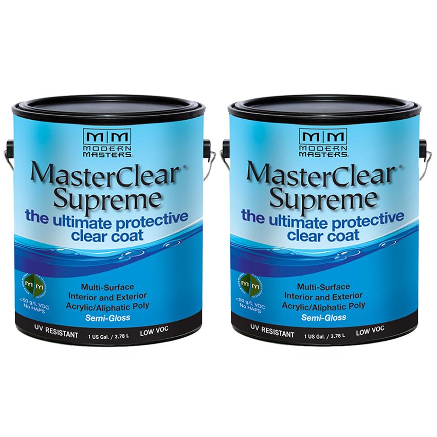 2 Pack of 1 gal Modern Masters MCS903 Clear MasterClear Supreme Protective Clear Coat, Semi-Gloss - size: 1 Gallon (Semi-Gloss)