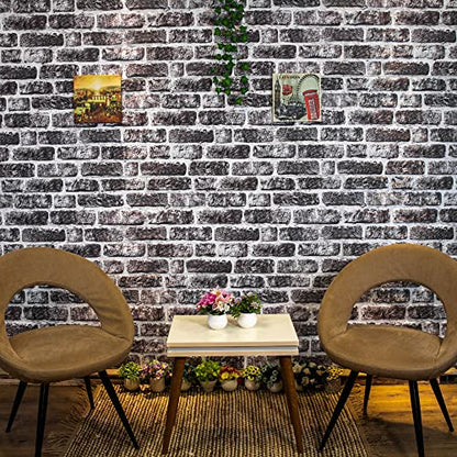 Dundee Deco 3D Wall Panels Faux Brick - Cladding, Charcoal White Stone Look Wall Paneling, Styrofoam Facing for Living Room, Kitchen, Bathroom, Balcony, Bedroom, Set of 10, Covers 54 sq ft - color: Charcoal White