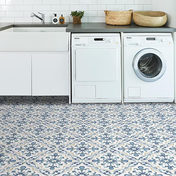 FloorPops 12-in by 12-in Tuscan Peel and Stick Floor Tiles (10 Tiles), (10 sq.ft./Carton) (Pack of 6) - size: 12-in by 12-in (Pack of 6)