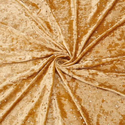 BENECREAT 1.1 Yard Velvet Fabric with Star Pattern, 63 Inch Wide Shiny Star Velvet Fabric Handicraft Cloth for DIY Sewing Upholstery Apparel Costume Craft, Bisque - color: Bisquee