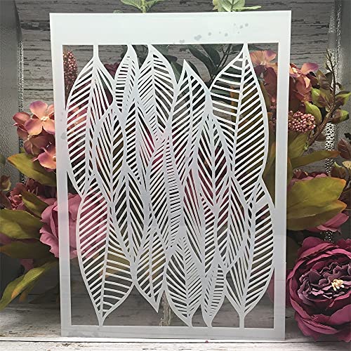 TIAMECH A4 Reusable Hollow Leaves Stencil for Painting - style: Leaves