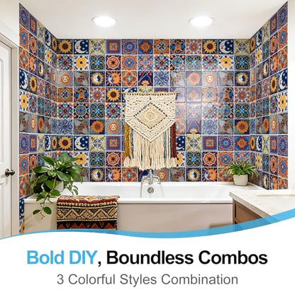 Art3d Talavera Design Peel and Stick Backsplash, 10-Pack, Geometric Floral - color: Geometric Floral