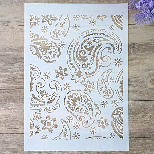 DIY Decorative Paisley Stencil Template for Painting on Walls Furniture Crafts (A4 Size) - size: A4 Size