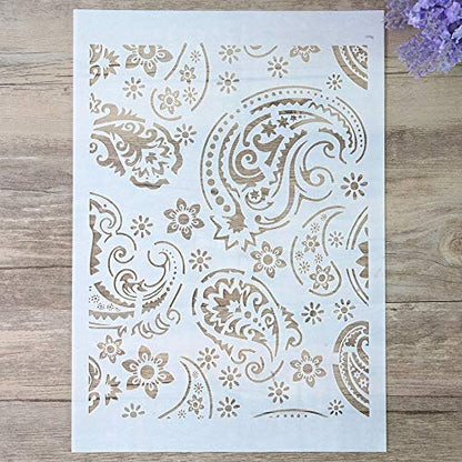 DIY Decorative Paisley Stencil Template for Painting on Walls Furniture Crafts (A2 Size) - size: A2 Size