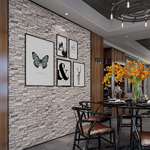 10PCS 3D Wall Panels Peel and Stick 3D Brick Wallpaper Peel and Stick Faux Stone Wall Panel Foam Brick Self-Adhesive Wallpaper (Rock,10pcs) - color: Rock, size: 10PCS