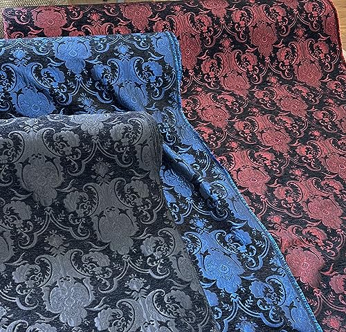 Damask, Chenille,Upholstery,Drapery Fabric, Sold By the Yard 58" Wide (Black/Black) - color: Black/Black