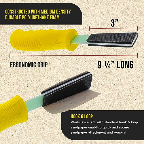 Dura-Gold Set of 3 Different Contour Hand Sanding File Block Sticks with 40 - style: Flat