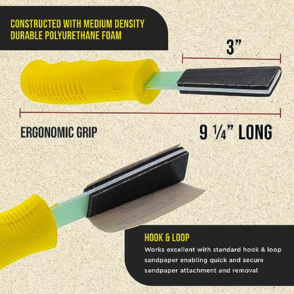 Dura-Gold Set of 3 Different Contour Hand Sanding File Block Sticks with 40 - style: Flat