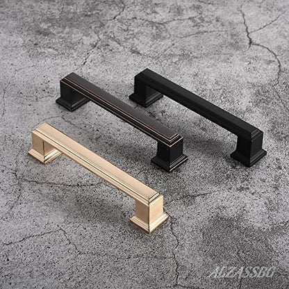Alzassbg 3-3/4" Brushed Brass Cabinet Pulls and Handles 10 Pack, AL3071BB - color: Brushed Brass, size: 3-3/4" Hole Center