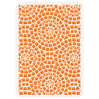 FINGERINSPIRE Holtz Mosaic Stencil 11.7x8.3 Inch Template - Plastic Geometric Circle Pattern, Reusable Layering for DIY Art - Painting on Wood, Floor, Wall Fabric
