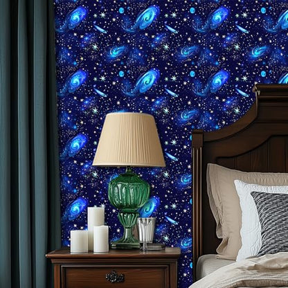 HOMETITUTE Star Galaxy Peel and Stick Wallpaper 118.1x17.7 Inch Vinyl - color: Space Galaxy