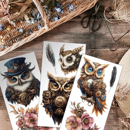 OLYCRAFT 3pcs/Set Mechanical Rub on Transfers for Furniture and Crafts 6x12 Inch Steampunk Owl Furniture Decals Furniture Transfer Stickers with 1pc Scraper for Wood Furniture Decor Scrapbooking - style: Cat