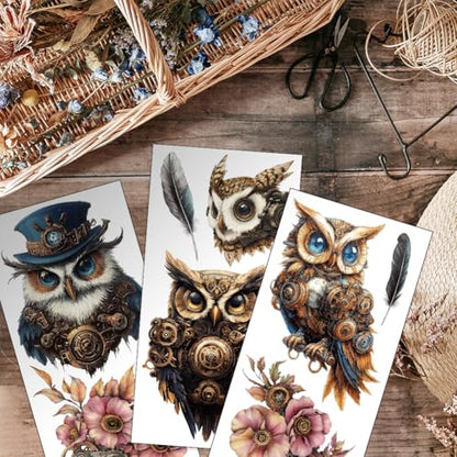 OLYCRAFT 3pcs/Set Mechanical Rub on Transfers for Furniture and Crafts 6x12 Inch Steampunk Owl Furniture Decals Furniture Transfer Stickers with 1pc Scraper for Wood Furniture Decor Scrapbooking - style: Cat