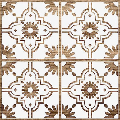 Zonon 4 Pcs 12 x 12 in Reusable Tile Stencil for Painting Large Pattern - size: 12x12 in, style: Trendy Style