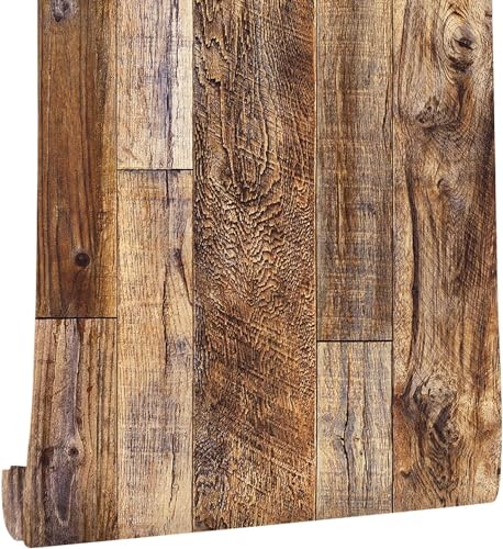 Yun-aeon Natural Wood-Brown Contact Paper Peel and Stick Wallpaper - color: Natural Wood-brown, size: 17.3" x 80"