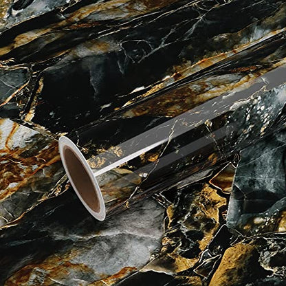 VEELIKE 15.7''x118'' Glossy Slate Gold Marble Countertop Contact Paper Waterproof Marble Wallpaper Peel and Stick Countertops for Kitchen Counter Top Covers Self Adhesive Vinyl for Bathroom Counter - size: 15.7" x 118"