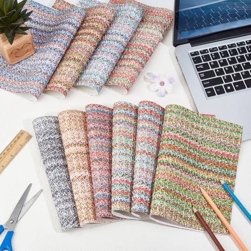 10 Colors 11.8 x 8.3 Inch Woven PU Leather Sheets for Crafts Soft Leather Fabrics Waterproof Braided Texture Colorful Microfiber Leatherette Rolls for Handicraft DIY Projects ﻿Handbags Bows - style: woven pattern A