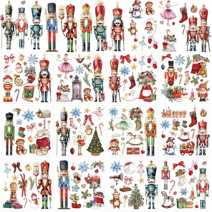 12 Pcs Christmas Rub-On Transfers for Furniture & Crafts, 6 x 6 Inch - style: Nutcracker