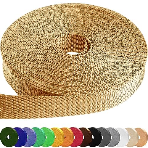 TECEUM Webbing Strap, 3/4" to 2", 10-50 Yds, Multi-Color Heavy Duty Tape - color: Caramel, size: 1.5"- 10 yards