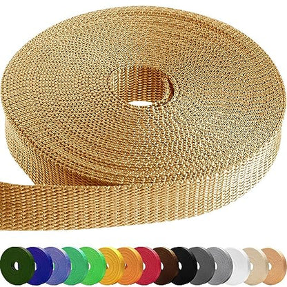 TECEUM Webbing Strap, 3/4" to 2", 10-50 Yds, Multi-Color Heavy Duty Tape - color: Caramel, size: 1.5"- 10 yards
