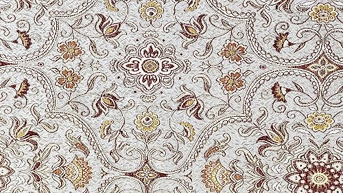 Moroccan Ornate Design Luxurious Classic Jacquard Fabric for Upholstery, Window Treatments, Craft Projects - Width 54 inches - Fabric by The Yard (Silver Rust) - color: Silver Rust