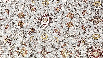 Moroccan Ornate Design Luxurious Classic Jacquard Fabric for Upholstery, Window Treatments, Craft Projects - Width 54 inches - Fabric by The Yard (Silver Rust) - color: Silver Rust