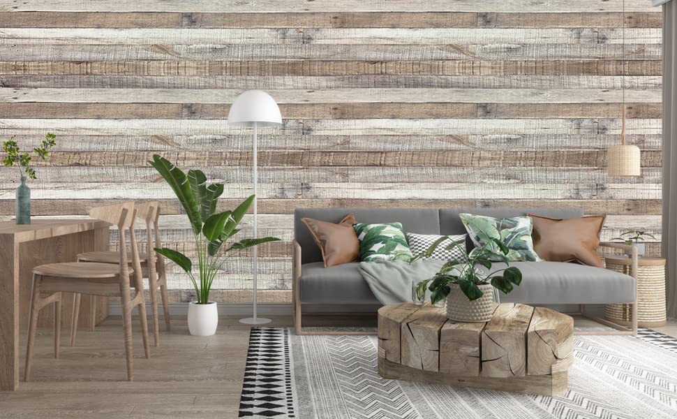 Yun-aeon Natural Wood-Grey Contact Paper Peel and Stick Wallpaper - color: Natural Wood-grey, size: 17.3" x 1200"