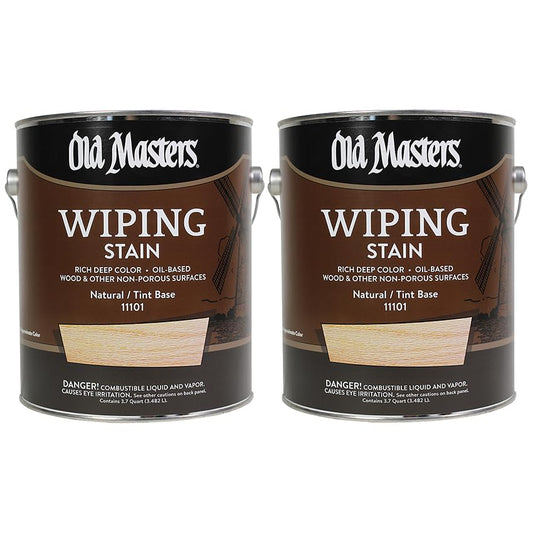2 Pack of 1 gal Old Masters 11101 Natural Tint Base Old Masters Oil-Based Wiping Stain - color: Natural Tint Base, size: 1 Gallon