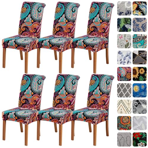 HZDHCLH Dining Chair Covers Set of 6 Stretch Chair Slipcovers Washable - color: Boho 3, size: 6 PCS