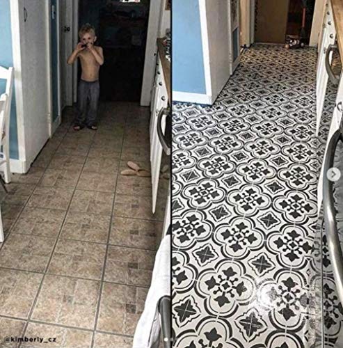 Santa Ana DIY Portuguese Tiles - Reusable Stencils for Home Decor (Large Size 12x12) - size: Large (12"x12")