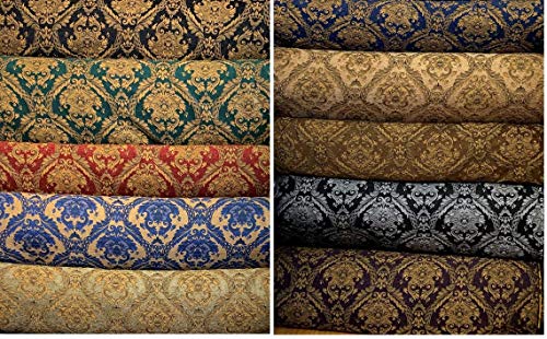 Damask Tapestry Chenille Fabric - Upholstery Fabric, 60" Width - Sold by The Yard (Light Brown/Gold) - color: Light Brown/Gold