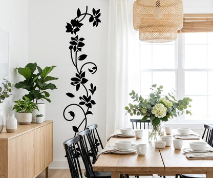Picniva Rattan Flower Removable Vinyl Wall Decal, Blue, 22 x 80 in - color: Blue, size: 22'' X 80''