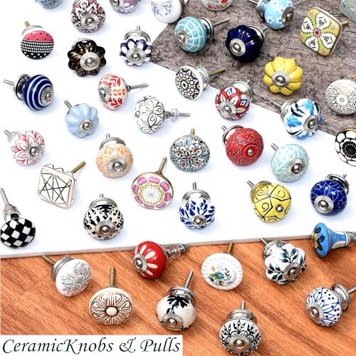 Indian Shelf 6 Pieces Bloom Flower Cabinet Knobs for Drawer Dresser - color: Gold White Blooms, size: 6 Knobs