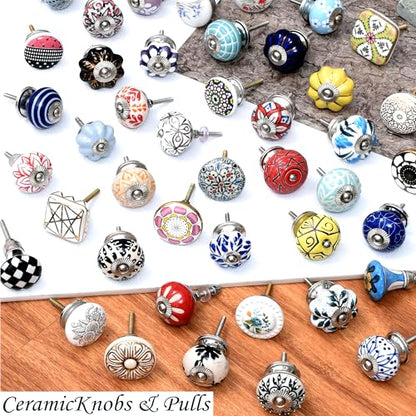 Indian Shelf 6 Pieces Bloom Flower Cabinet Knobs for Drawer Dresser - color: Gold White Blooms, size: 6 Knobs