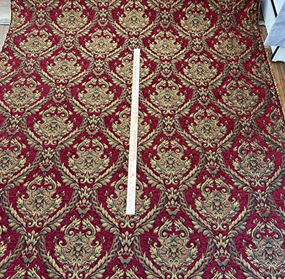 Damask Tapestry Chenille Fabric - Upholstery Fabric, 60" Width - Sold by The Yard (Dark Red/Gold) - color: Dark Red/Gold