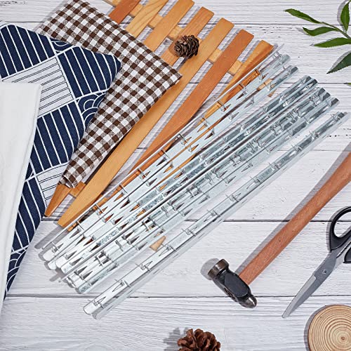 SUPERFINDINGS 20Pcs 15.74x0.44inch Metal Tack Strips Sofa Rack with Nail Iron Bar Fangs Silver Galvanized Sofa Accessories Fabric Reupholstery Supplies for Furniture, Couch, Chair and Sofa