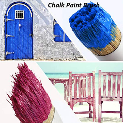 Boao 3 Pcs Chalk Paint Brushes Oval Chalk Paint Wax Bristle for Furniture Stencils Home Decor, Including Flat Pointed and Round Brushes