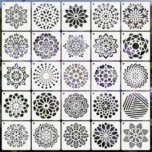 Mandala Stencils for Crafts Reusable 25Pcs Stencils(5.8X5.8 Inch) - color: Mandala 4