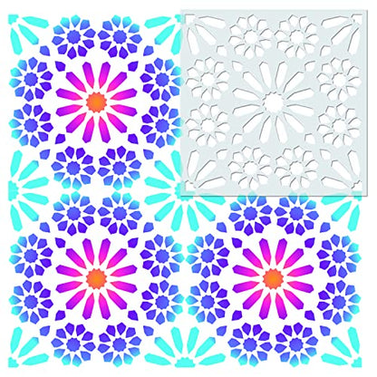 32 Pack Geometric Stencils 6 x 6 Inch Painting Templates for Scrapbooking Cookie Tile Furniture Wall Floor Decor Craft Drawing Tracing DIY Art Supplies - size: 6inch-2