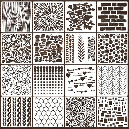 16Pcs Geometric Stencils for Painting, 6 X 6 Inch Reusable Abstract Stencils Cubist Stencils for Crafts Painting DIY Card Makin