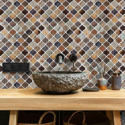 STICKGOO Arabesque Peel and Stick Backsplash Tile, Multicolor Sandstone - color: Multicolor Sandstone