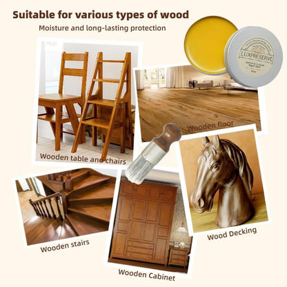 2 Pack Leather Furniture Salve & Brush Set, Maintain Leather & Wood, Helps Keep Soft & Smooth for Sofas, Car Seats, Bags, Shoes (2 Sets)