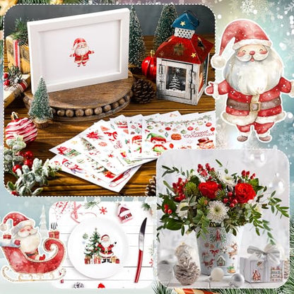 BBTO 12 Sheets Christmas Rub on Transfers for Crafts - style: Sweet