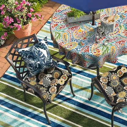 DYTXIII Set of 2 Outdoor Chair Cushions 19"x19"x4", Water Repellent Tufted Patio Seat Cushions with Ties, Thick Replacement Pads for Wicker Dining Chairs, Patio Furniture, Black Yellow Crosby - color: Black Yellow Crosby
