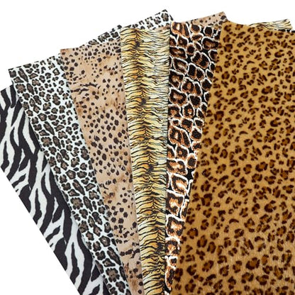 David accessories Metallic Leopard Zebra Pattern Printed Faux Leather Fabric Sheets 6 Pcs 7.7" x 12.9" (20 cm x 33 cm) Include 2 Kinds of Leather Fabric for DIY Bows Earrings (Leopard Printed Set)