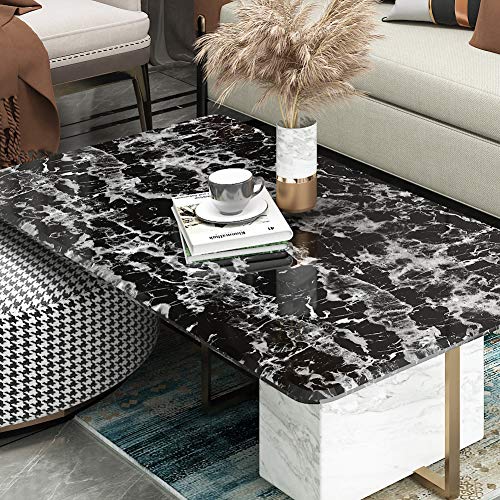 Livelynine 24x197 Black Countertop Peel and Stick Countertops Waterproof Black Marble Contact Paper Self Adhesive Wallpaper Renter Friendly Counter Top Covers Waterproof Kitchen Vinyl Wrap Desk Table - size: 24"W x 197"L