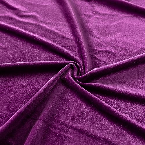 Stretch Velvet Fabric by The Yard for Apparel,Sewing,Crafting,Full Dress 93% Polyester 7% Spandex 63" Wide (Purple,2Yards) - color: Purple, size: 2 Yards