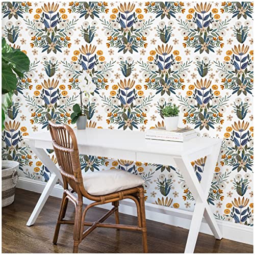 Floralplus Boho Wallpaper Peel and Stick Floral Removable Wallpaper