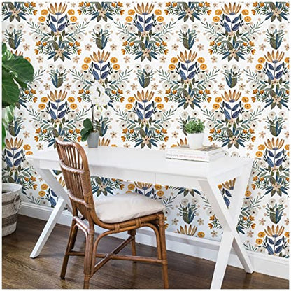 Floralplus Boho Wallpaper Peel and Stick Floral Removable Wallpaper